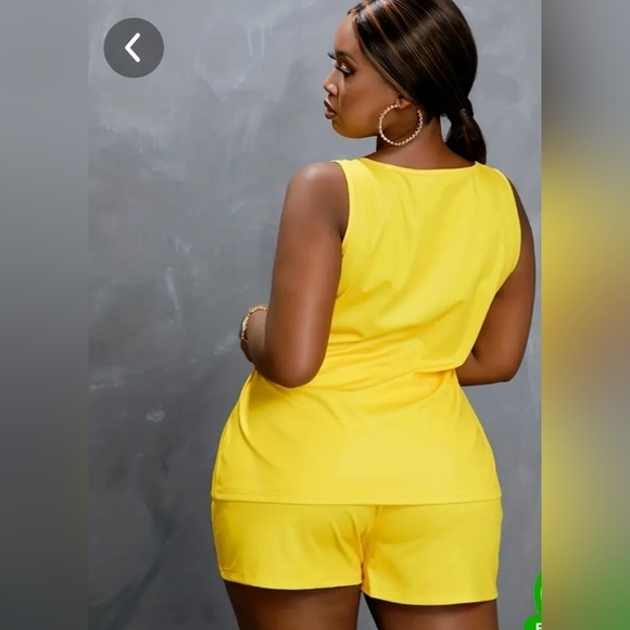 NEW YELLOW 2 PIECE SHORT SET PLUS SIZE 4XL Size 20 - Picture 3 of 5